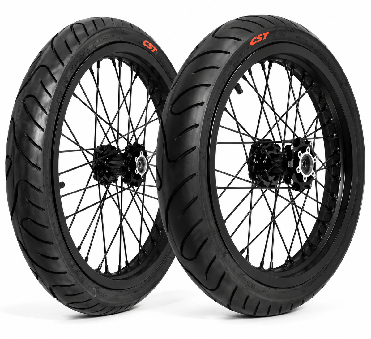 17in SuperMoto Wheelset - Complete Street Wheels for Sur-Ron, 79Bike, E Ride Pro & Ventus (Chrome/Black)