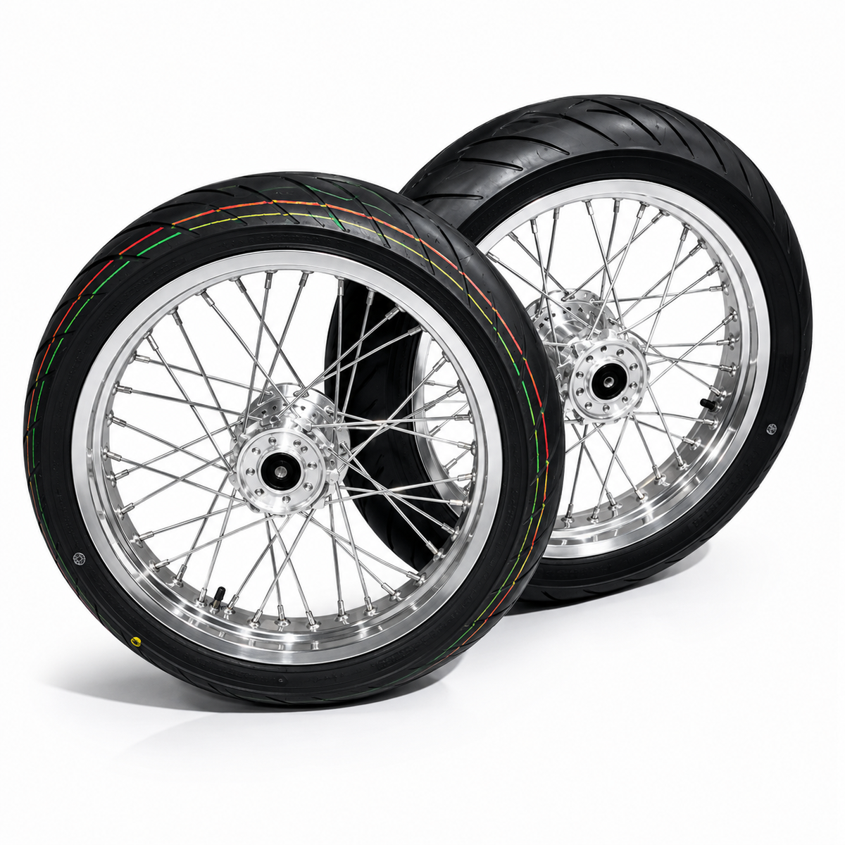 17in SuperMoto Wheelset - Complete Street Wheels for Sur-Ron, 79Bike, E Ride Pro & Ventus (Chrome/Black)